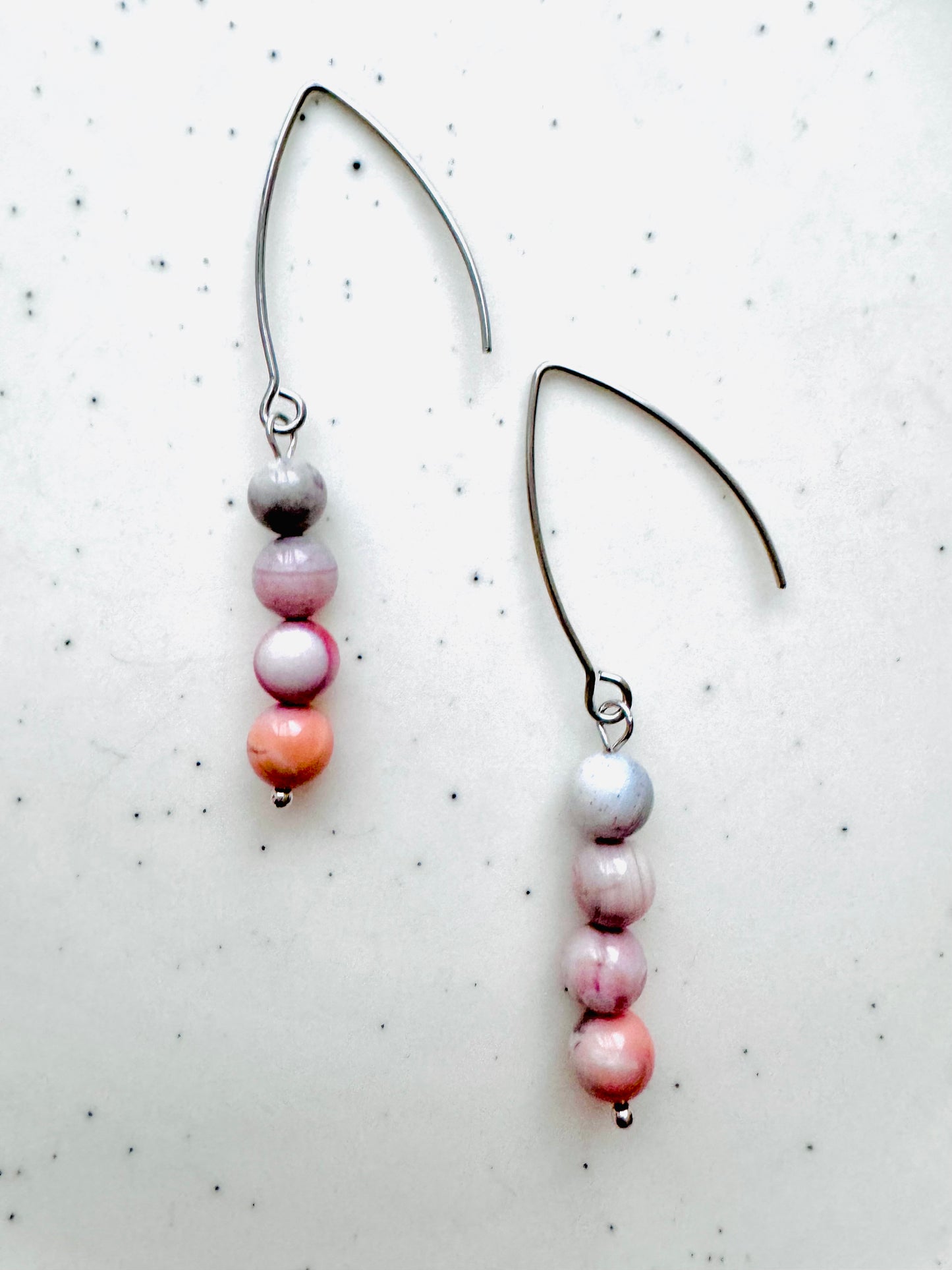 Ombré Pink Botswana Agate  + Silver Earrings