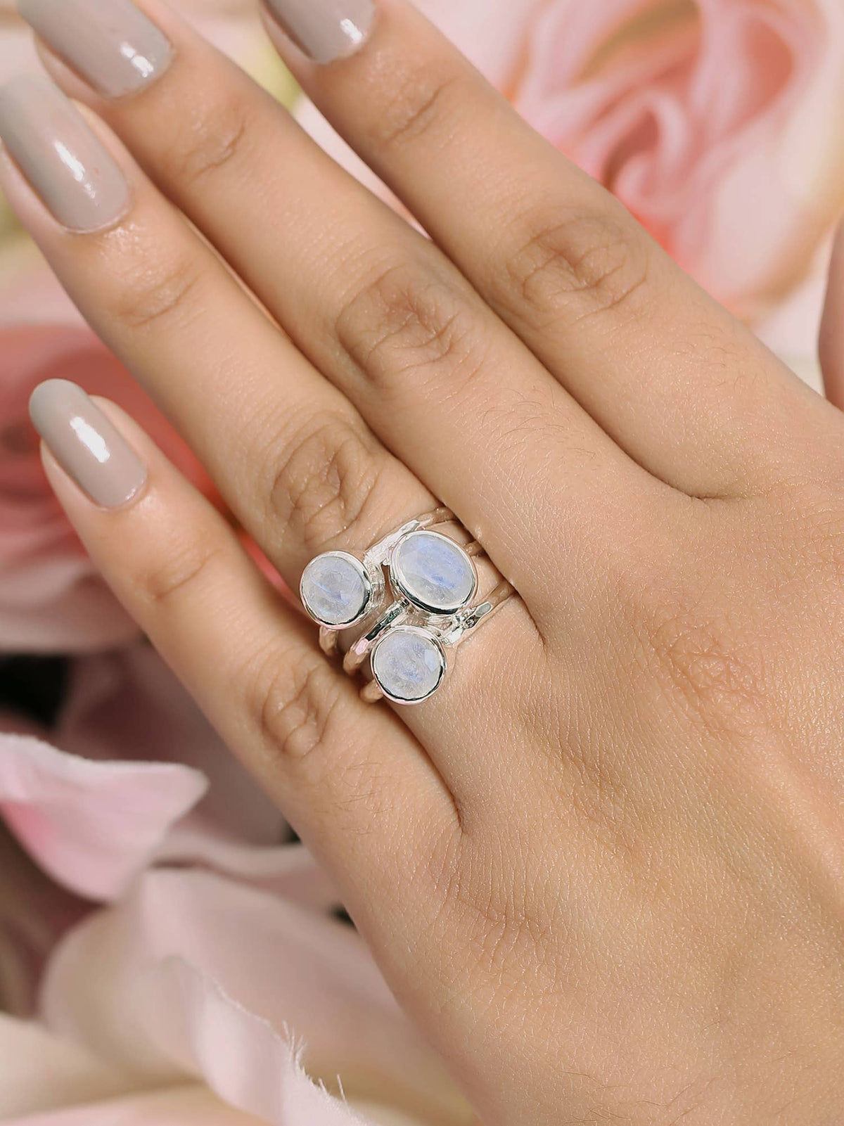 Rainbow Moonstone + Sterling Silver Ring