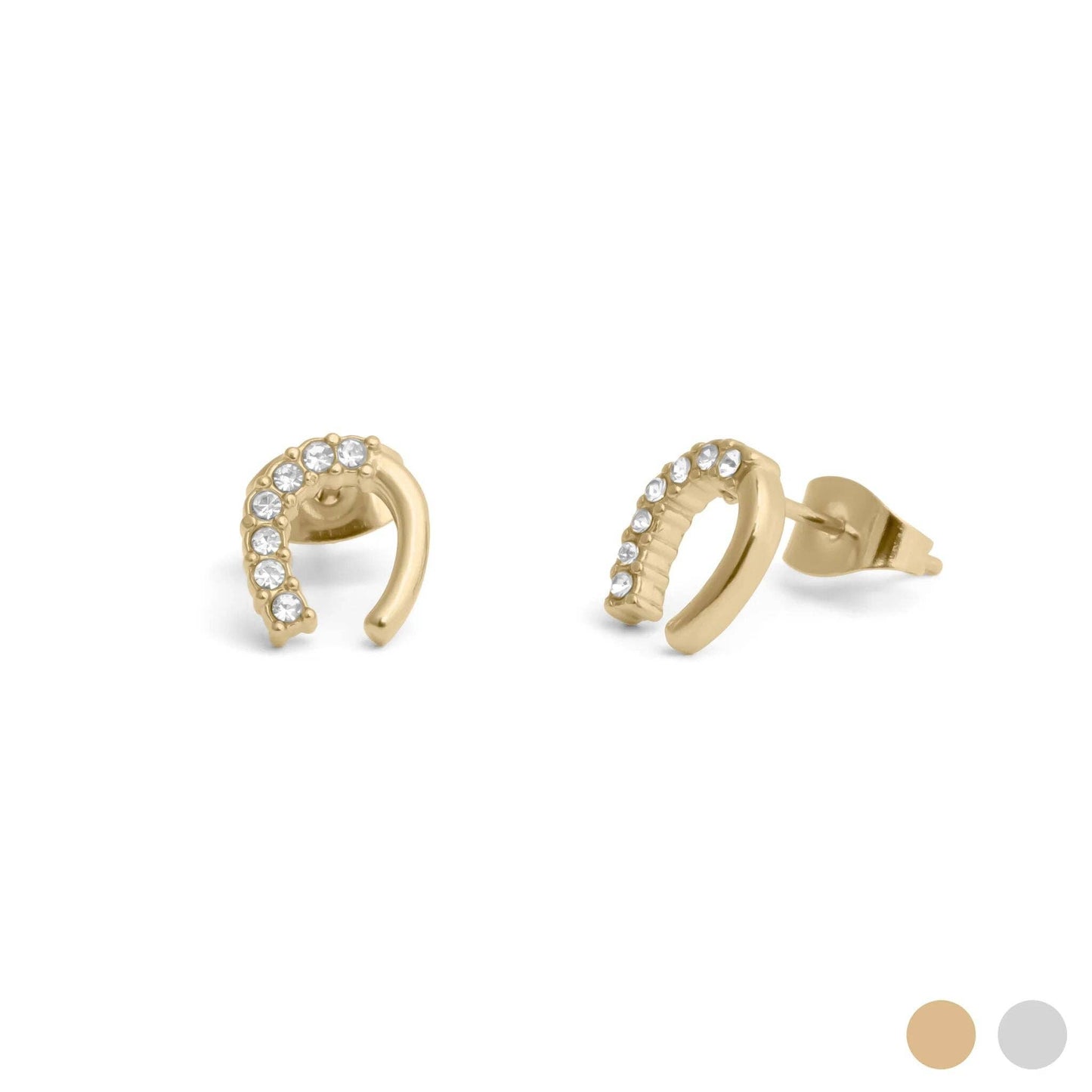 Zircon + Stainless Steel Horseshoe Stud Earrings