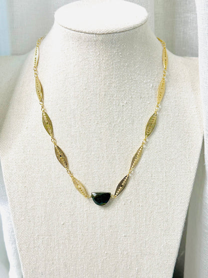 Labradorite + Gold Filigree Necklace