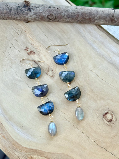 Labradorite + Gold Earrings