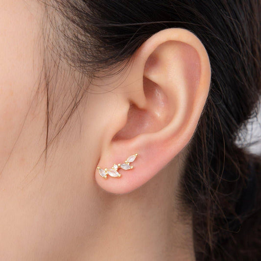 Gold Roman Leaves Stud Earrings
