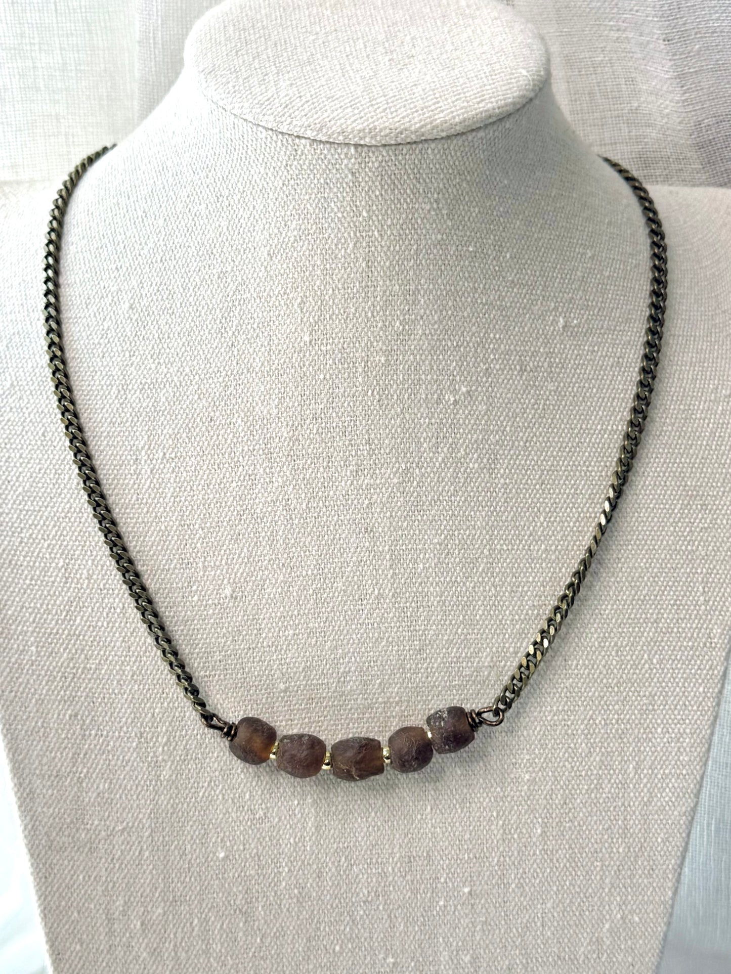 African Trade Beads + Mixed Metal Necklace