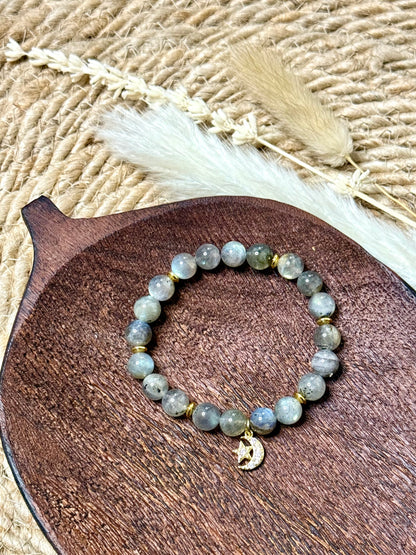 Labradorite + Gold Chunky Charm Band