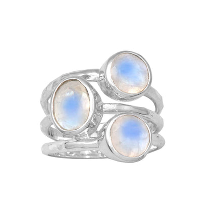 Rainbow Moonstone + Sterling Silver Ring