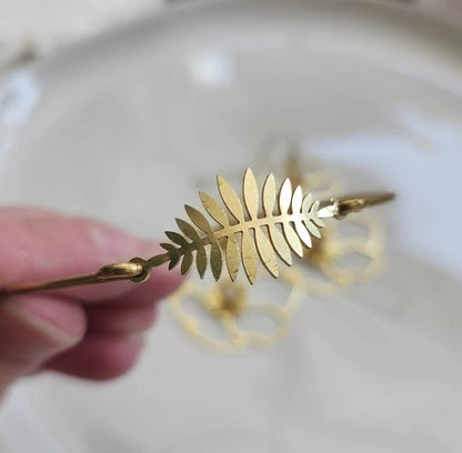 Fern Leaf Stackable Brass Bangle Bracelets