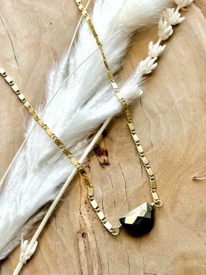 Pyrite + Matte Gold Necklace