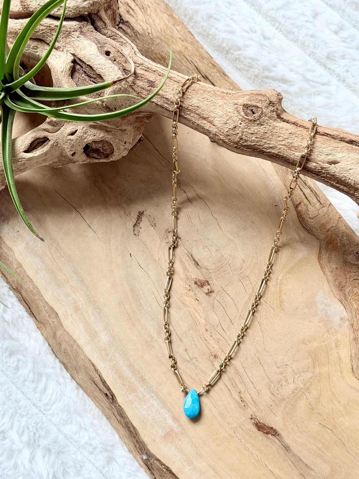 Sleeping Beauty Turquoise + Matte Gold Necklace