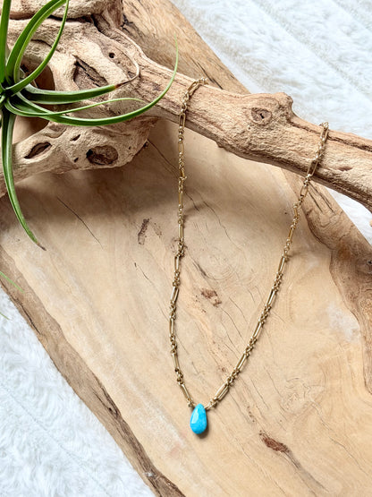 Sleeping Beauty Turquoise + Matte Gold Necklace