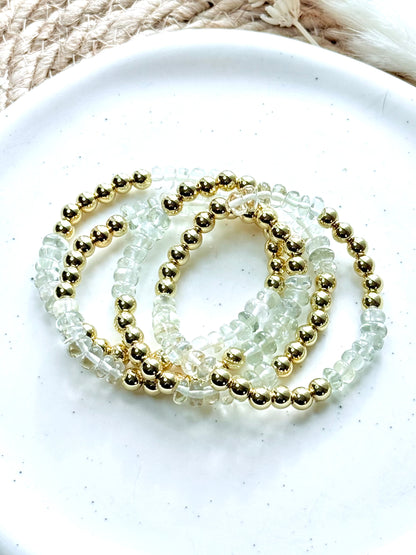 Green Amethyst + Gold Color Block Bracelet