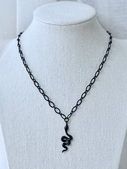 Matte Black Snake Necklace