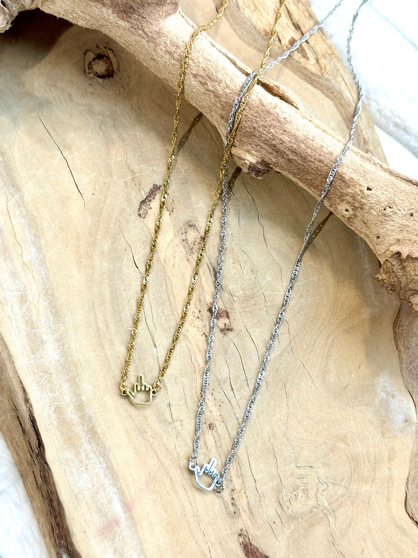 Stainless Steel Middle Finger Necklace