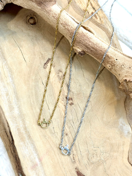 Stainless Steel Middle Finger Necklace