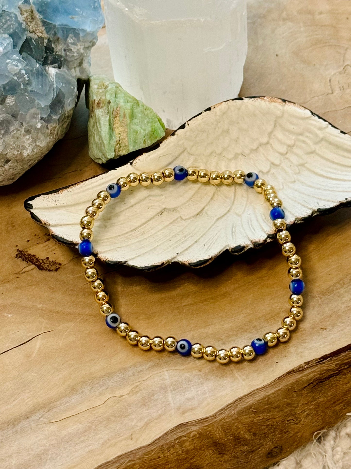 Round Evil Eye + Gold Bracelet