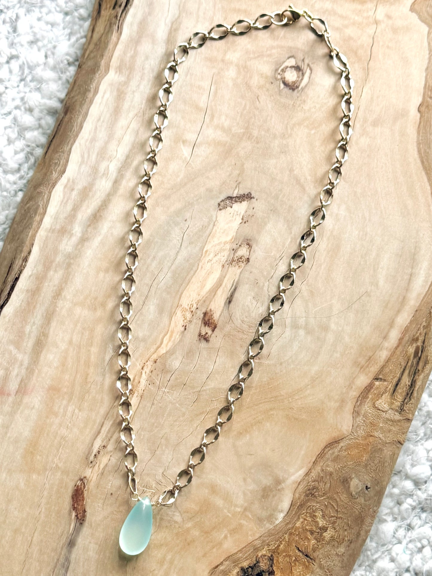 Aqua Chalcedony + Gold Necklace