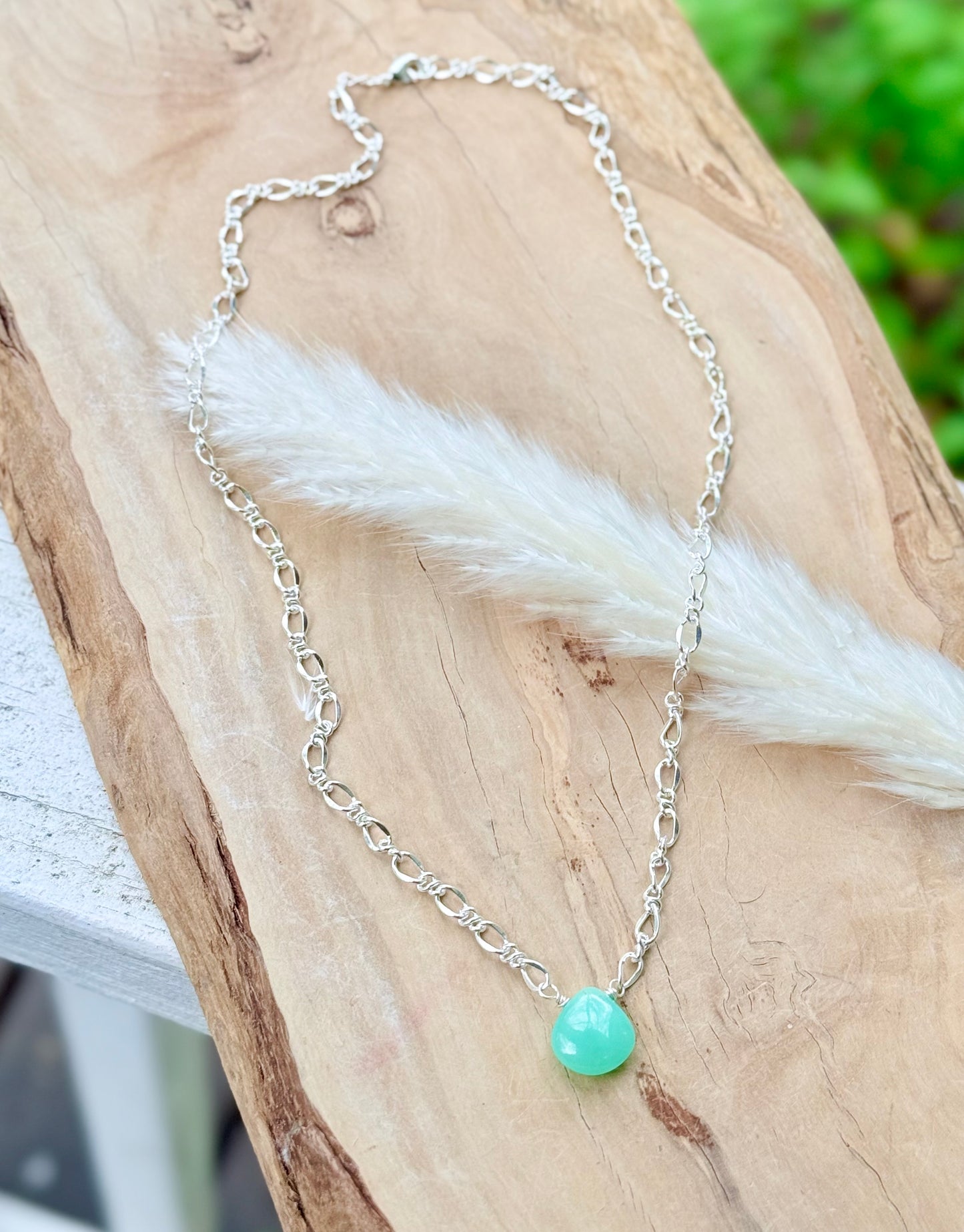 Chrysoprase + Silver Pendant Necklace