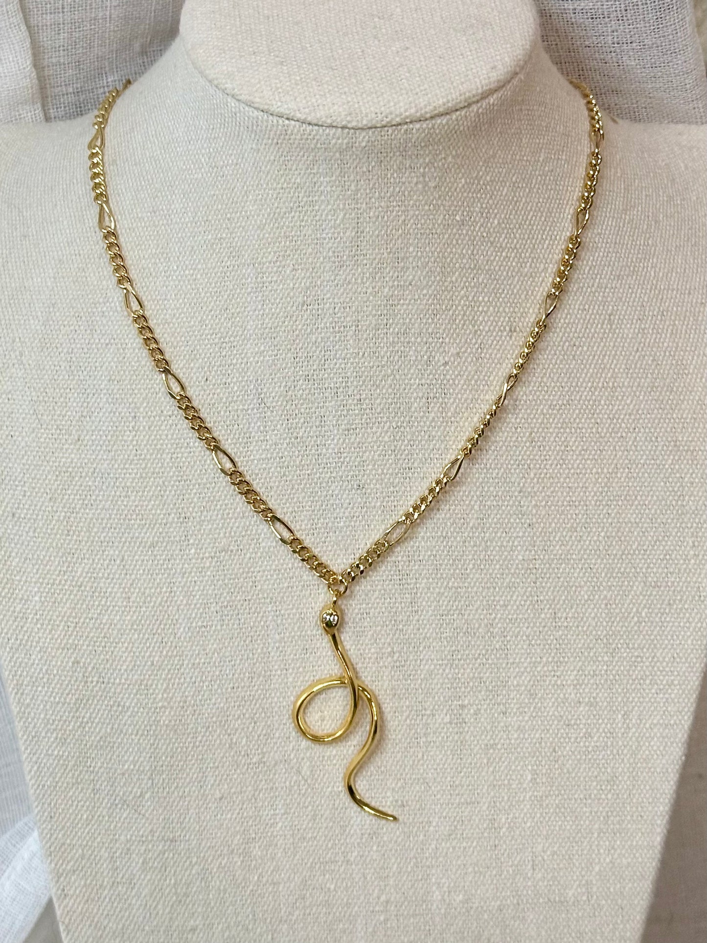 Gold Swirly Snake Necklace