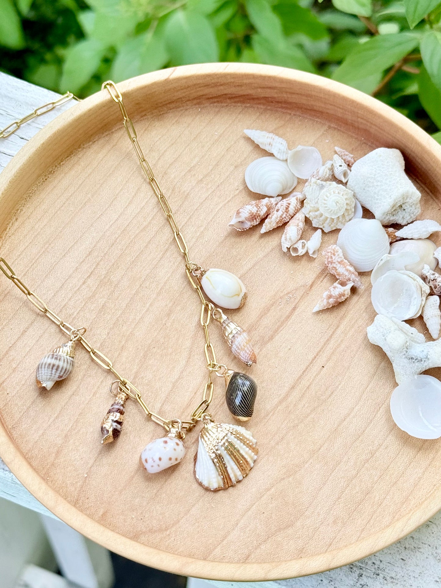 Seashell + Gold Charm Necklace