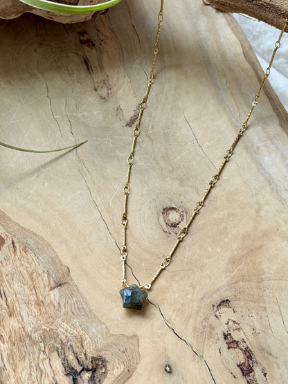 Labradorite Star + Gold Stainless Steel Necklace