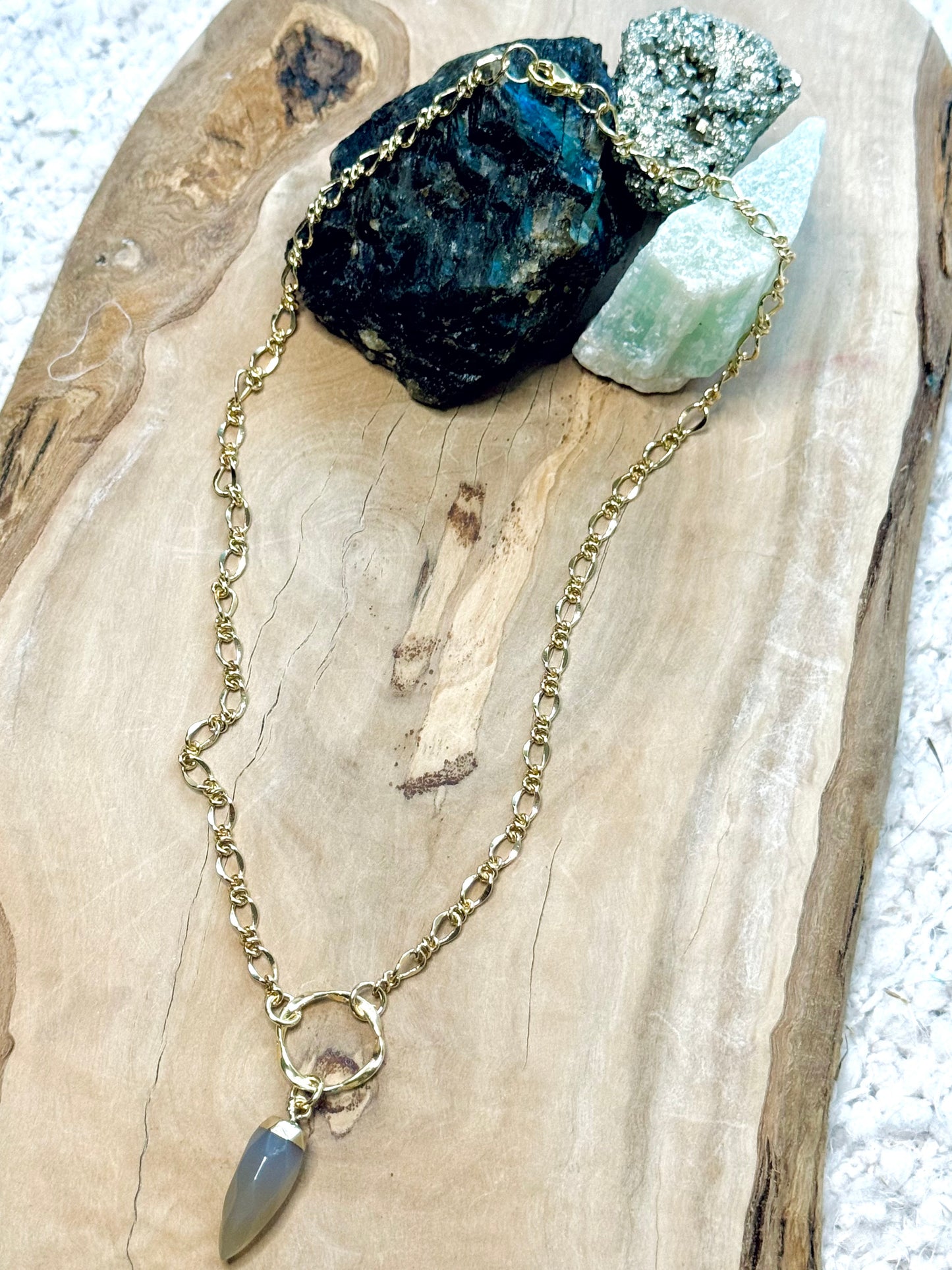 Gray Agate + Gold Eternity Necklace