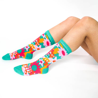 Mother of the Freakin Year - Flower Mama Crew Socks