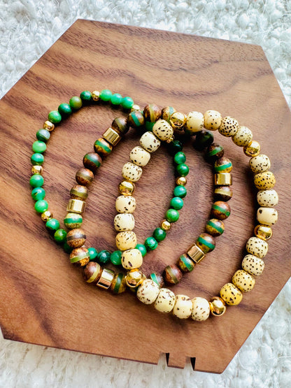 Boho-Chic in Green + Gold (3-stack)