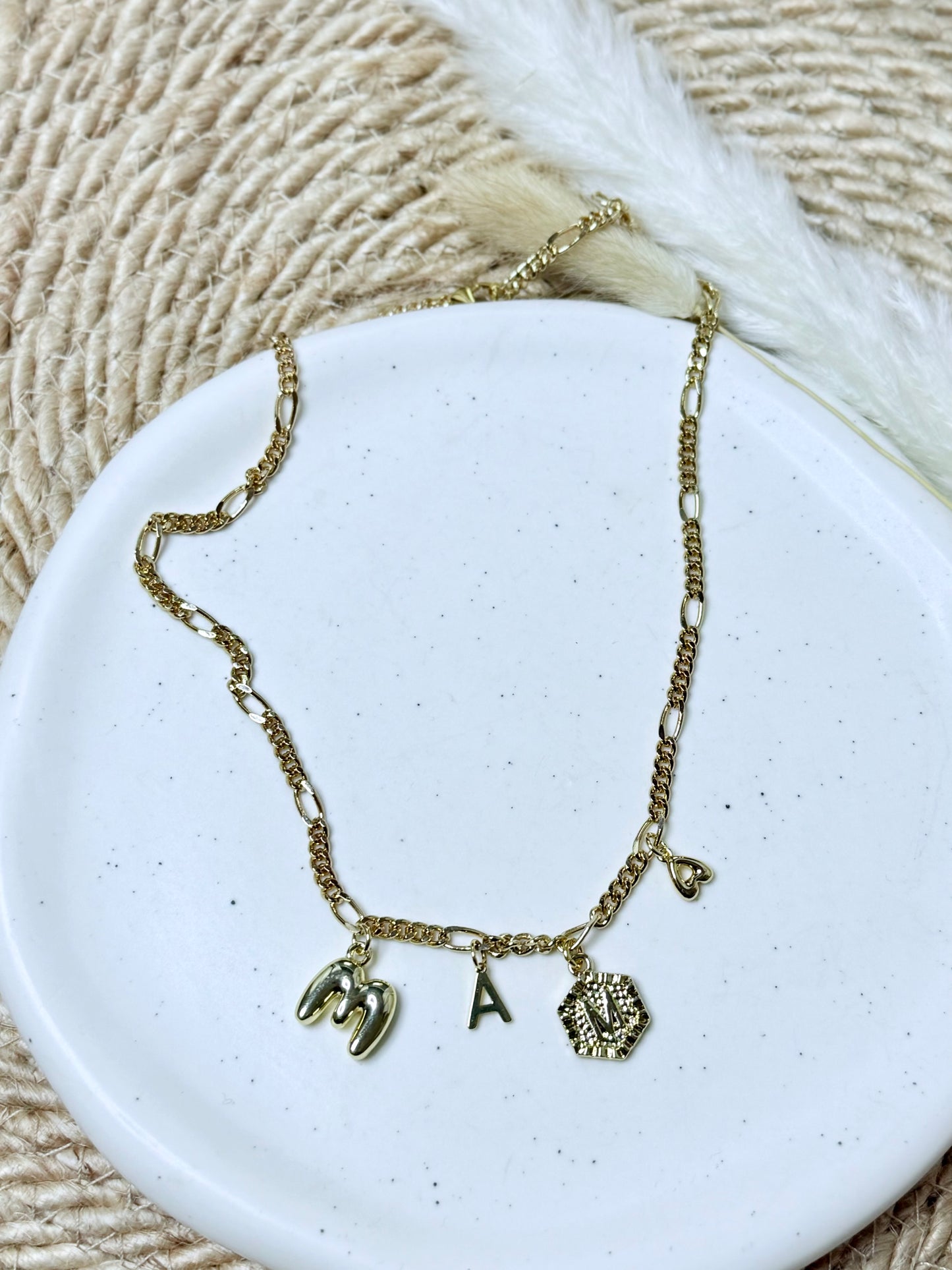 Abstract Mama Gold Charm Necklace