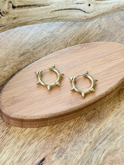 Gold Spike Huggie Hoop Earrings