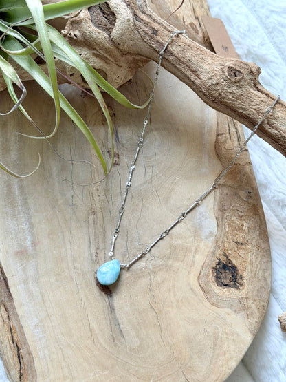 Larimar + Stainless Necklace
