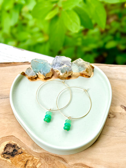 Ombré Australian Chrysoprase + Gold Hoop Earrings