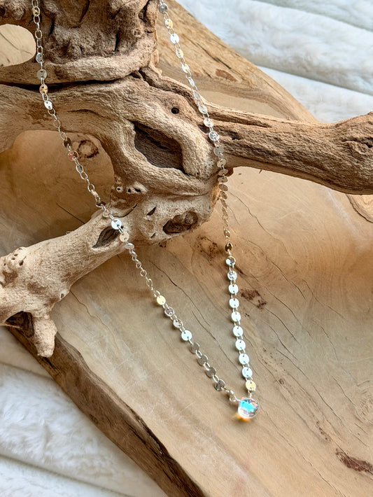 Aura Quartz + Silver Sequin Necklace