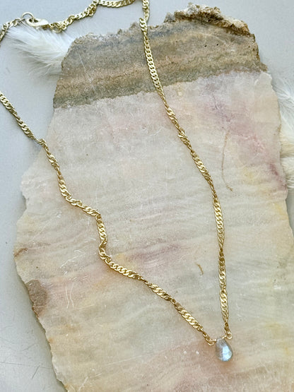 Labradorite + Gold Mini Pendant Necklace