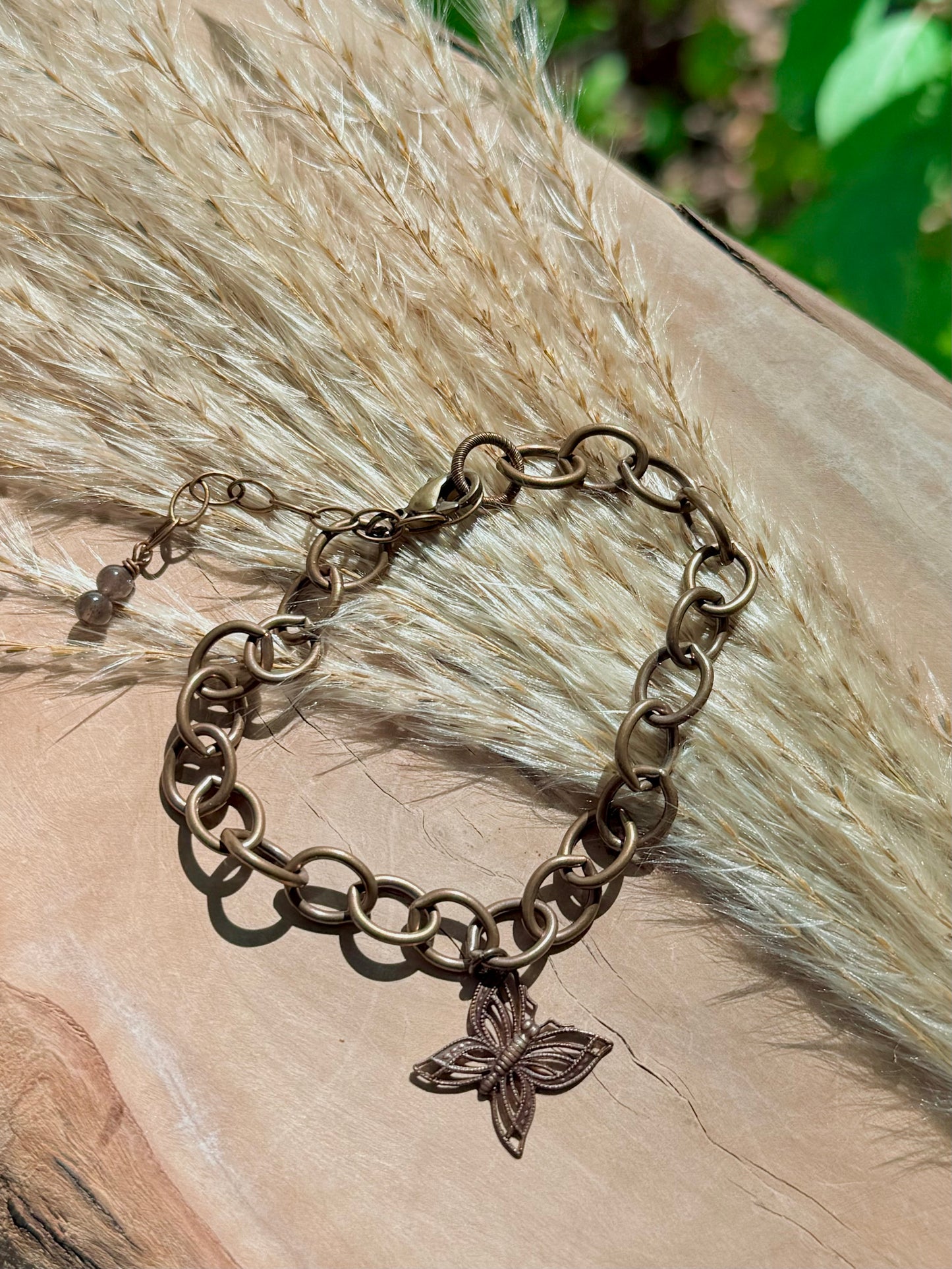 Dark Brass Butterly Chain Bracelet