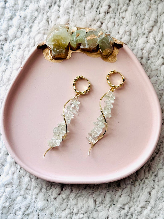 Green Amethyst + Gold Earrings