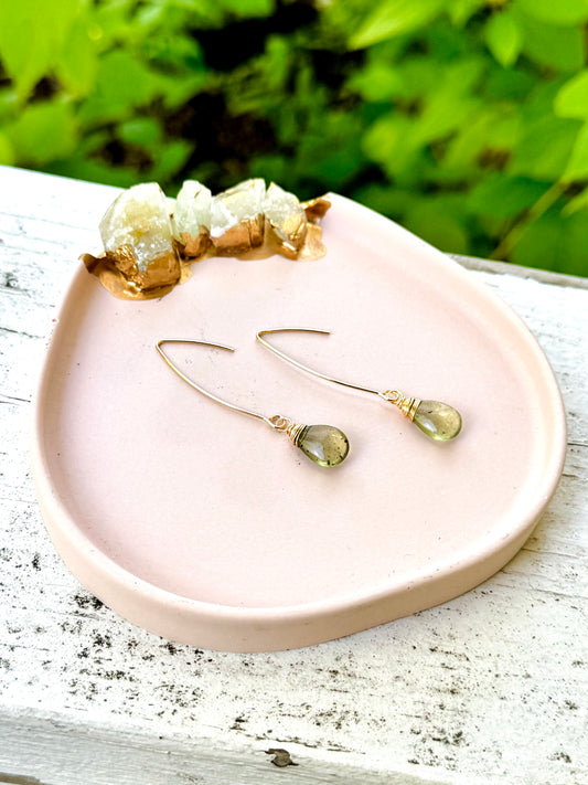 Moss Aquamarine + Gold Earrings