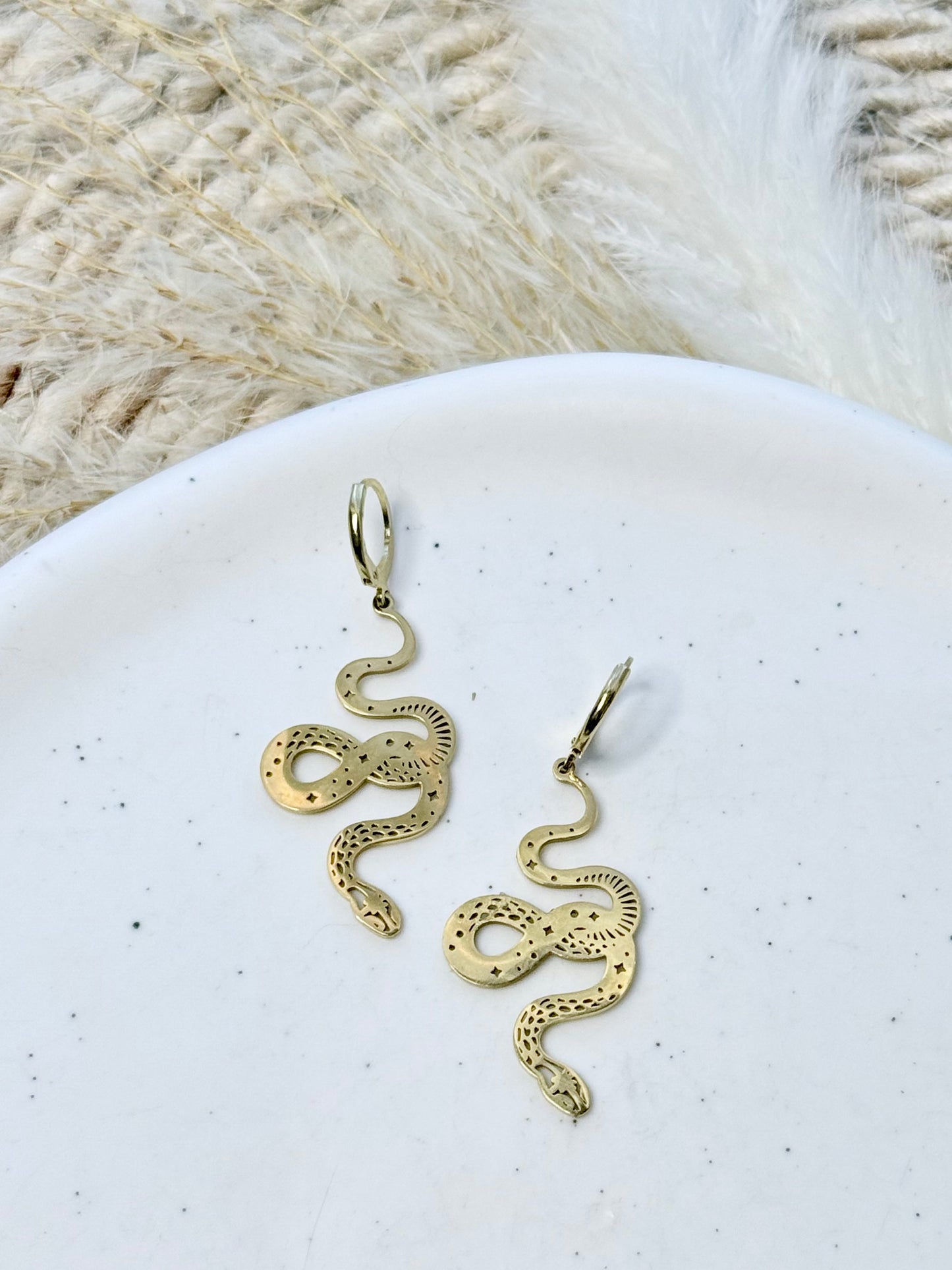 Gold Curly Snake Earrings