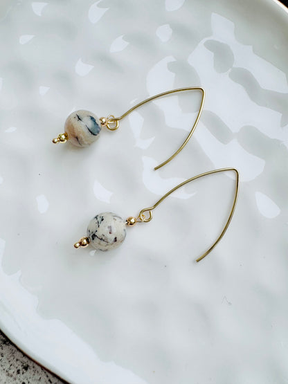 African Opal + Gold Threader Earrings
