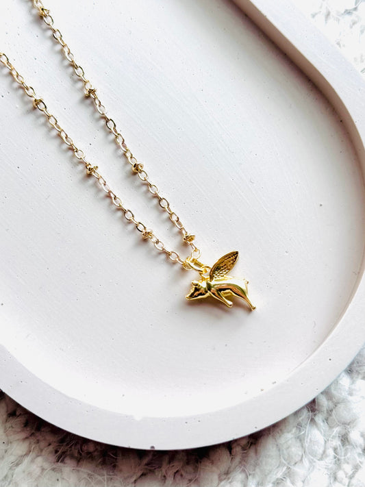 “When Pigs Fly…”Gold Necklace