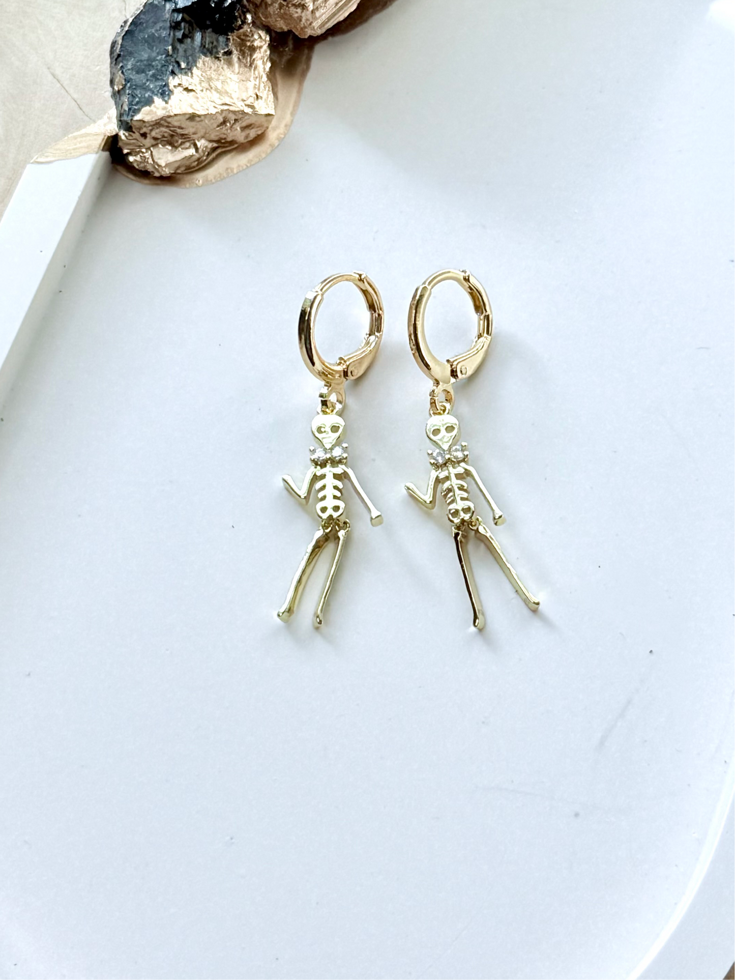 Gold Dancing Skeleton Earrings