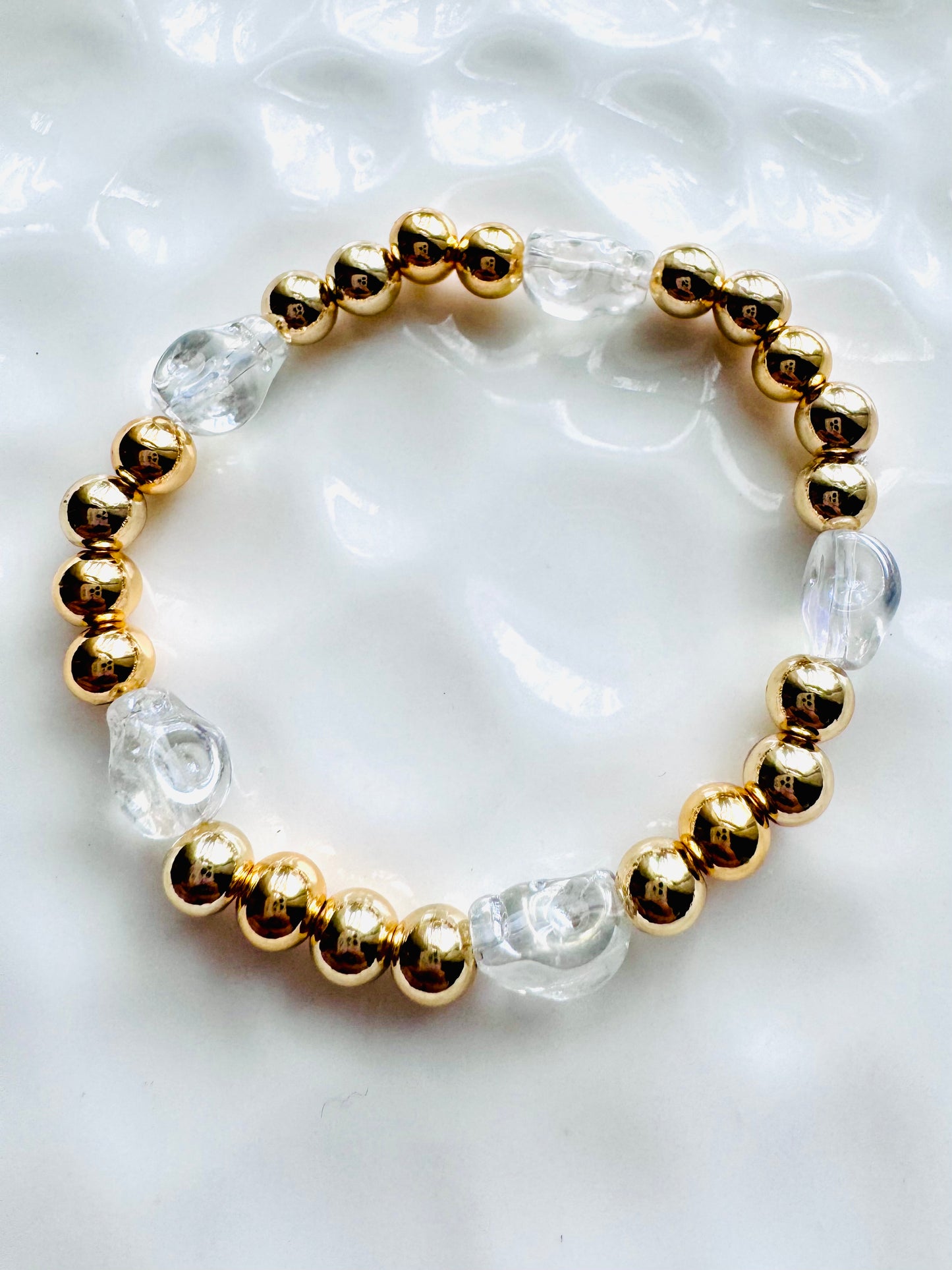 Gold + Glass Skully Bracelet