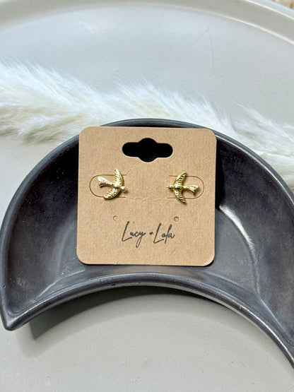 Gold Bird Mini Stud Earrings