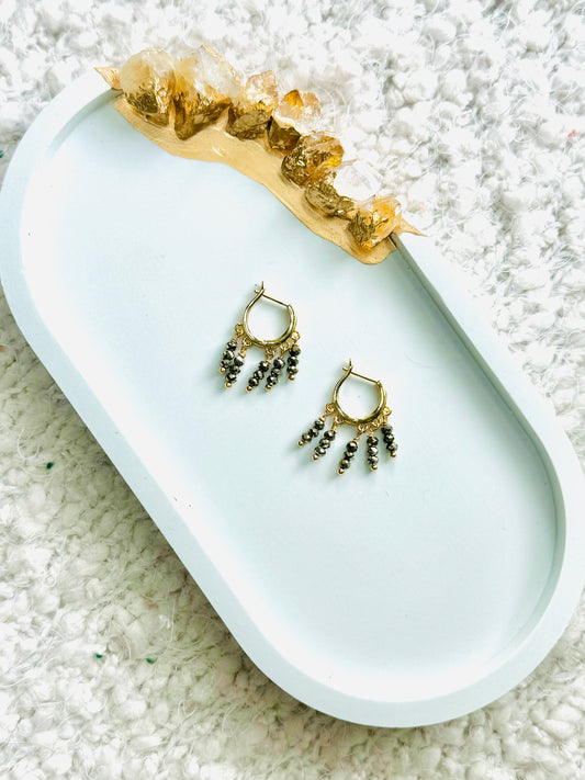 Pyrite + Gold Fringe Earrings