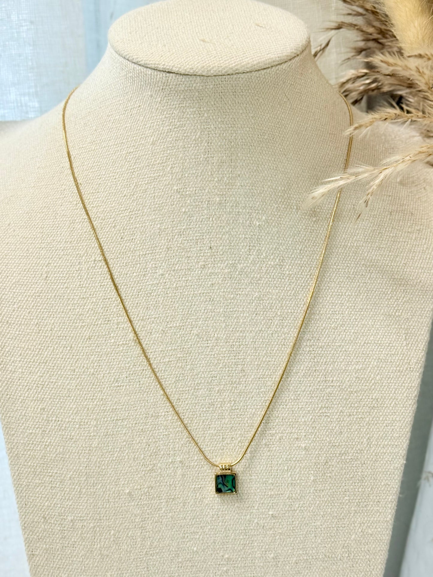 Abalone Shell + Gold Stainless Steel Necklace