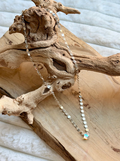 Aura Quartz + Silver Sequin Necklace