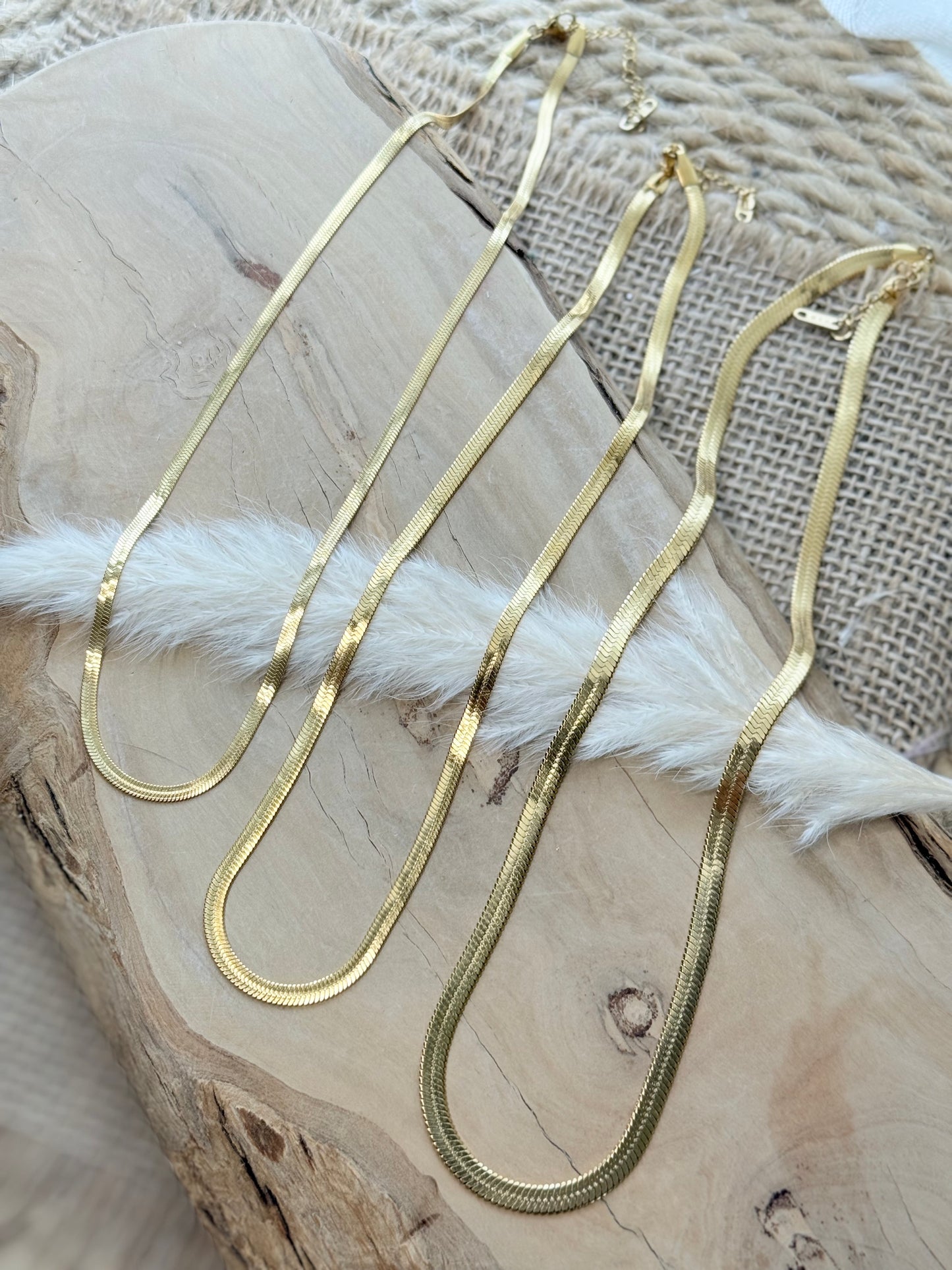Gold Stainless Steel Herringbone Necklace