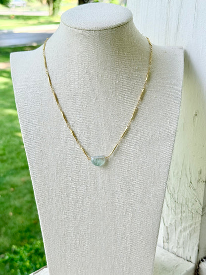 Fluorite + Matte Gold Half Moon Necklace