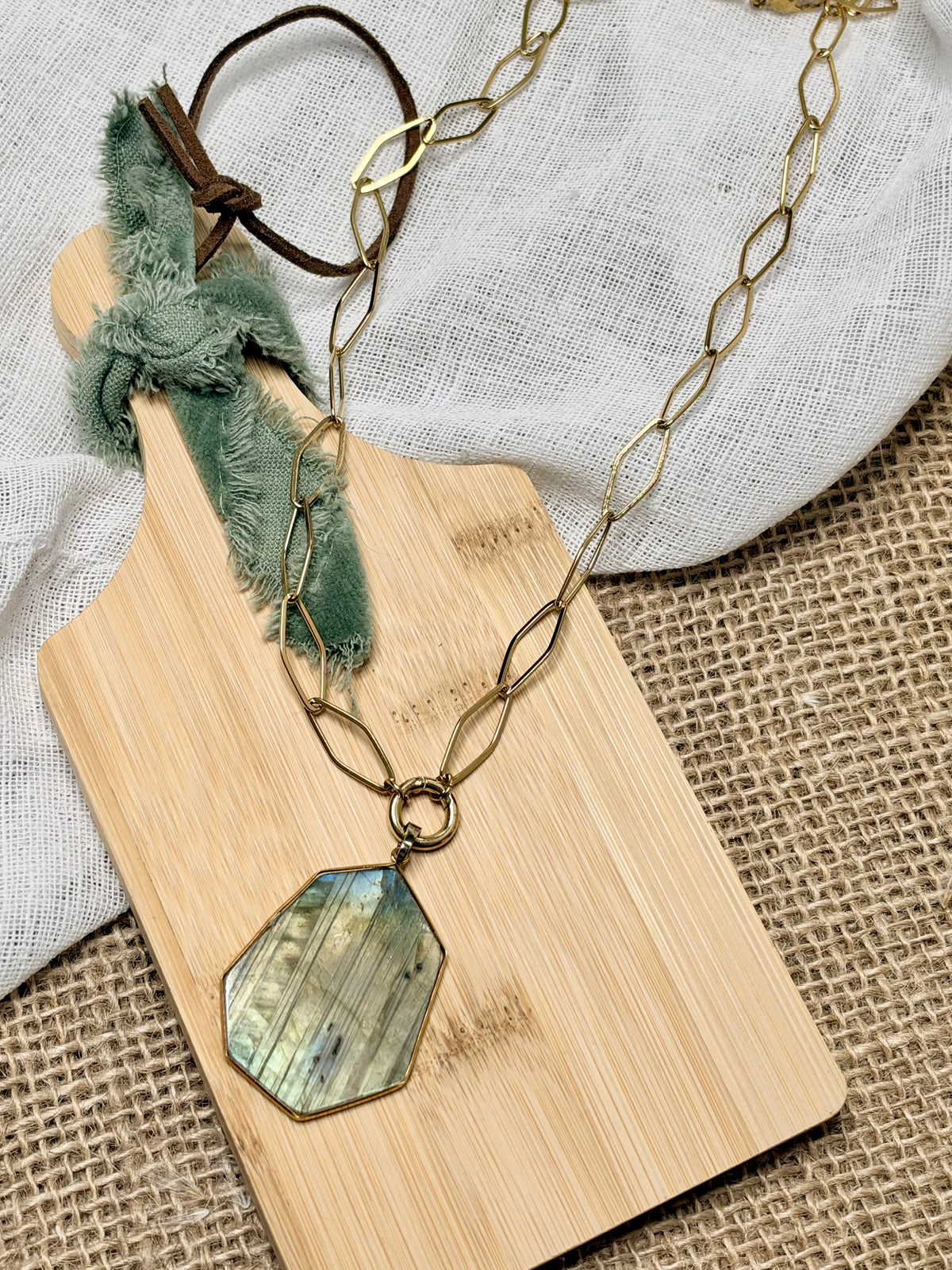 Labradorite + Gold Chain Necklace