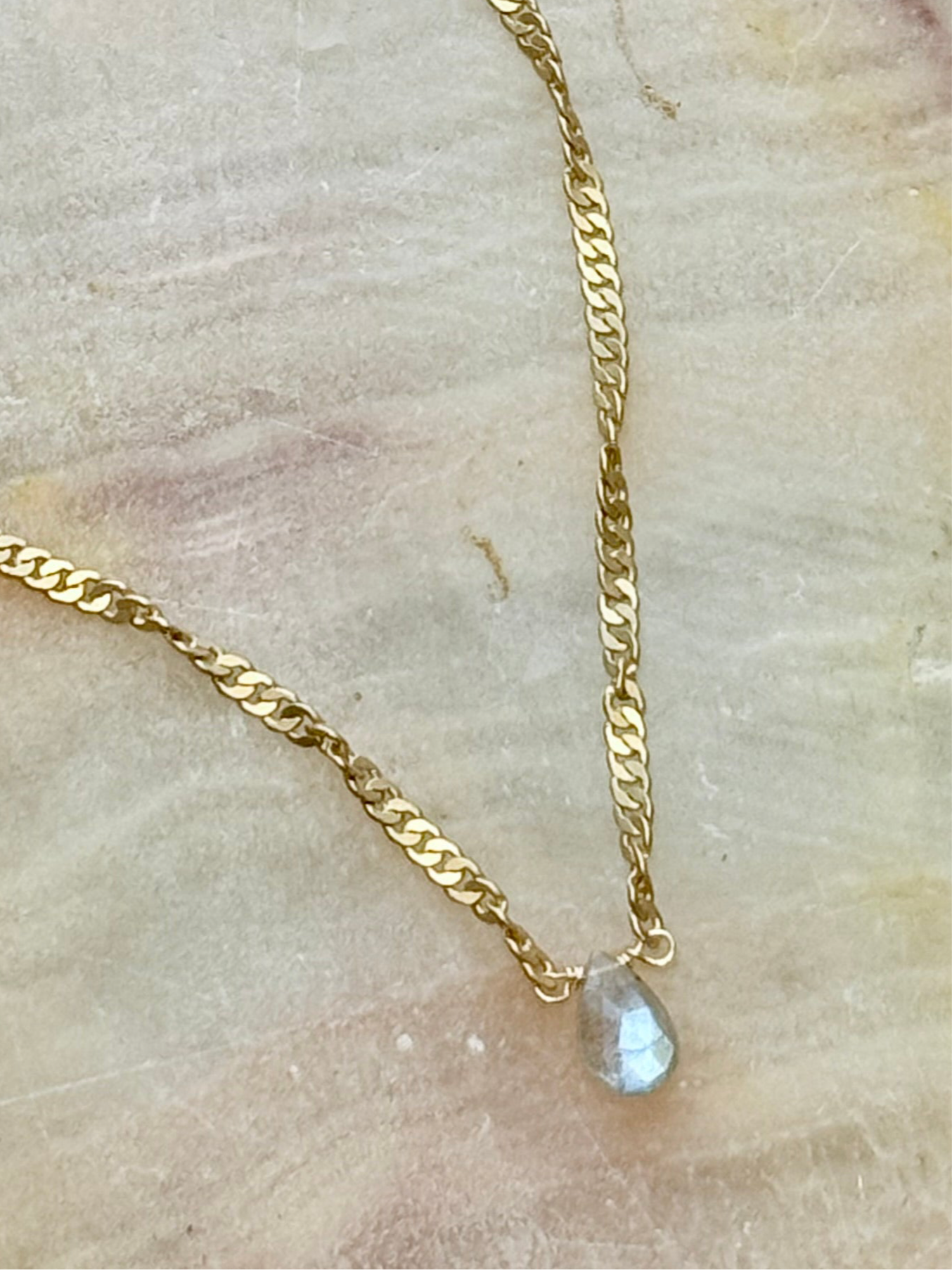 Labradorite + Gold Mini Pendant Necklace