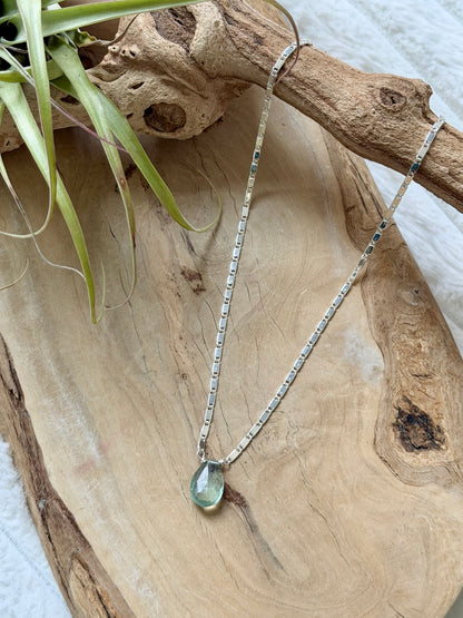 Green Fluorite + Silver Necklace