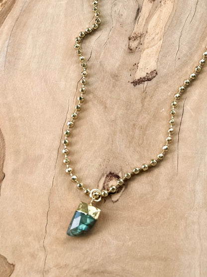 Labradorite + Gold Horn Necklace